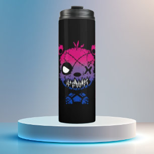 Goth Bisexual Pride Flag Coloured Bear Thermal Tumbler