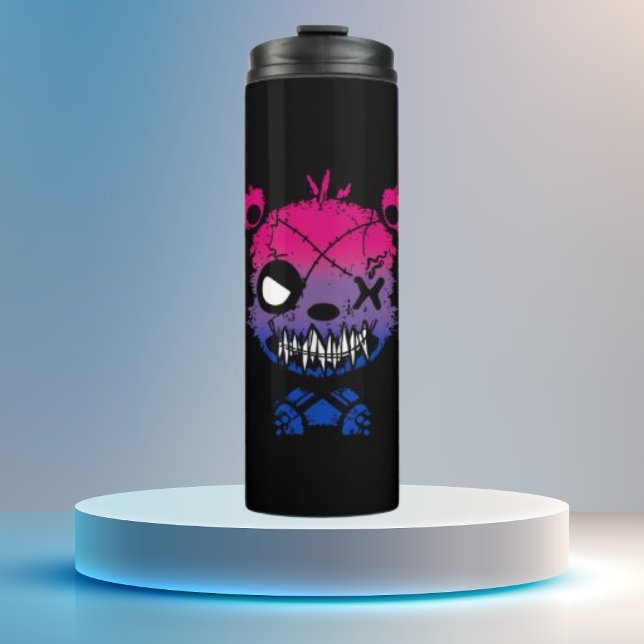 Goth Bisexual Pride Flag Coloured Bear Thermal Tumbler (Creator Uploaded)