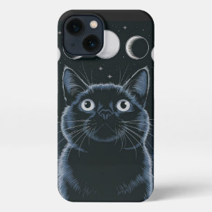 Goth Black Cat, Goth Gift, Witching Hour Black Cat iPhone 13 Case