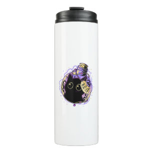 Goth Black Cat Shirt Halloween Cat Evil Witch Cat  Thermal Tumbler