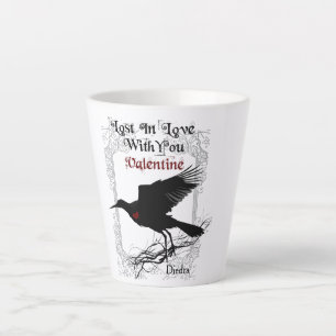 Goth Black Crow and Lace Valentine Latte Cup