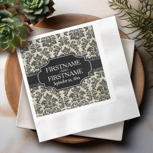 Goth Black Lace and Parchment Wedding Anniversary Napkin