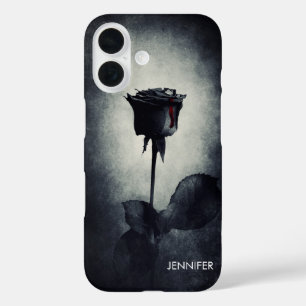 Goth Black Rose Dripping Blood Macabre iPhone 16 Case