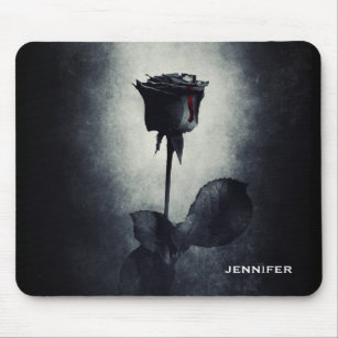 Goth Black Rose Dripping Blood Macabre Mouse Pad