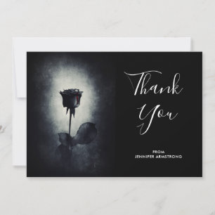 Goth Black Rose Dripping Blood Macabre Thank You Card