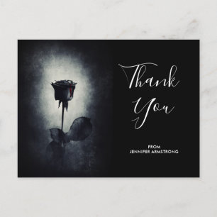 Goth Black Rose Dripping Blood Macabre Thank You Postcard