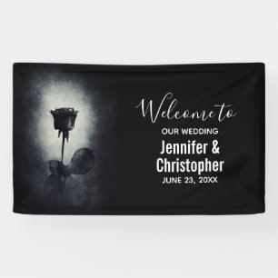Goth Black Rose Dripping Blood Macabre Wedding Banner
