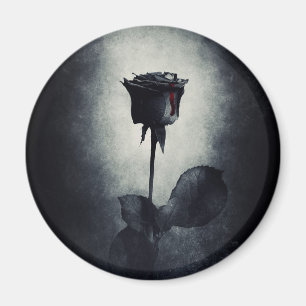 Goth Black Rose Dripping Blood on Black Grunge Magnet