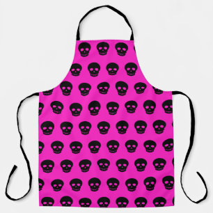 Goth Black Skull Hot Pink Apron