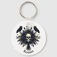Goth Bouquet with Three Skulls and Two Owls