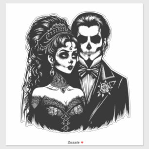 goth Bride And Groom day of dead Skeleton Art