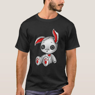 Goth Bunny Cute Gothic White Bunny Red Heart T-Shirt