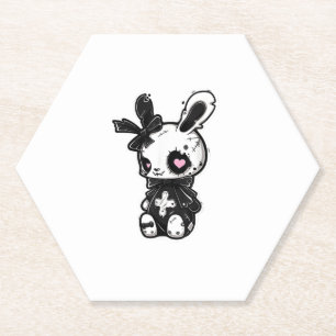 Goth Bunny Kawaii Rabbit E-Girl Cute Gothic Outfit Paper Coaster