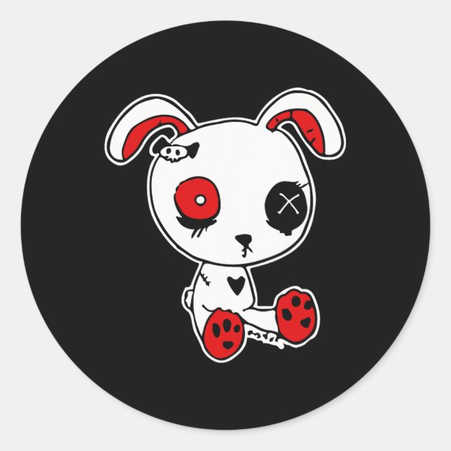 Goth Bunny Lazy Halloween Costume Scary Gothic  Classic Round Sticker (Front)