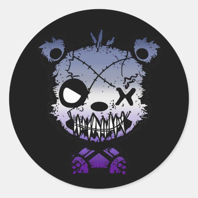 Goth Butch Lesbian Pride Flag Coloured Bear Classic Round Sticker (Front)