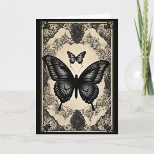 Goth Butterfly and Ornate Frame Birthday Card