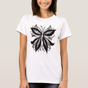 Goth Butterfly Black And White Tattoo Art T-Shirt