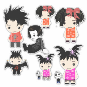 Goth Cartoon Boy Girl rag Dolls Art