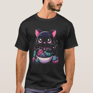 Goth Cat Eating Ramen Noodle Japanese Food Cat Ram T-Shirt