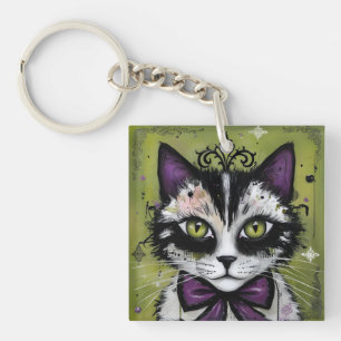 Goth Cat Key Ring