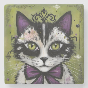 Goth Cat Stone Coaster