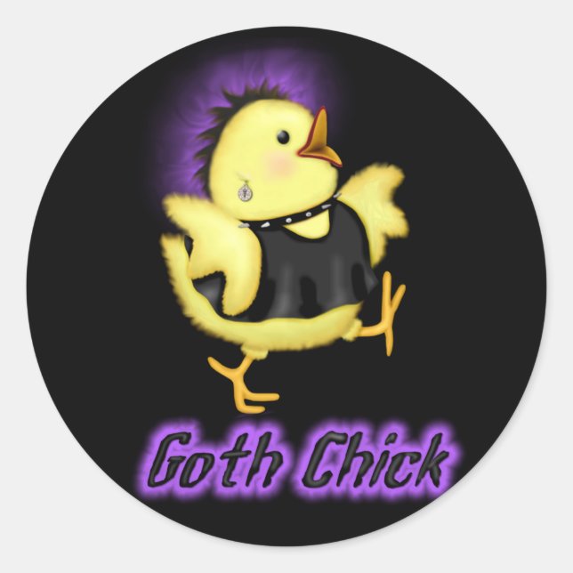 Goth Chick Classic Round Sticker (Front)