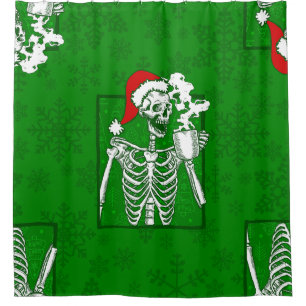 goth christmas skull coffee skeleton shower curtain
