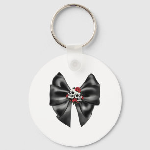 Goth Coquette Two Headed Rose Skull Big Black Shin Key Ring