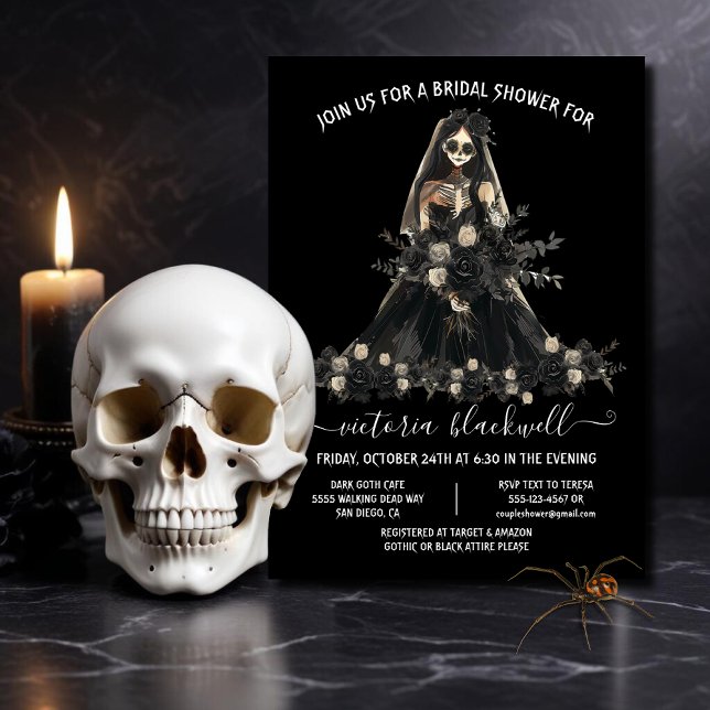 Goth Corpse Bride Bridal Shower Invitation (Creator Uploaded)