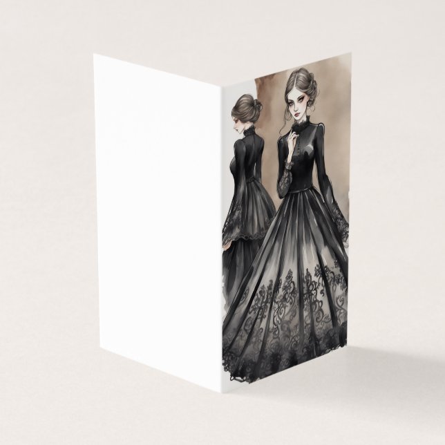 Goth Couture LBD Blank Greeting Card (Outside)
