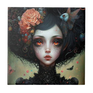 Goth Creepy Cute Girl Gothic Ceramic Tile