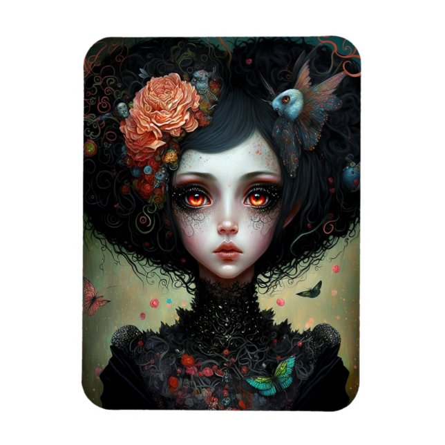 Goth Creepy Cute Girl Gothic Magnet (Vertical)
