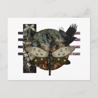 goth crow dark postcard