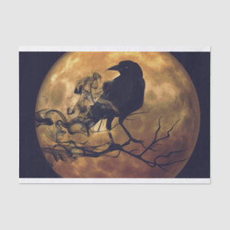 Goth Crow  Orange Moon Decoupage Tissue Paper