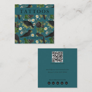 Goth Crows & Black Roses Tattoo Artist Square Business Card