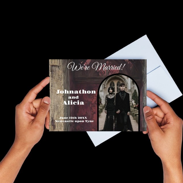 Goth Dark Moody Wedding Marriage Announcement Postcard (Creator Uploaded)