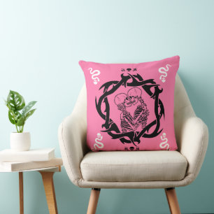 Goth Dark Pink Romantic Lovers Gift Cushion
