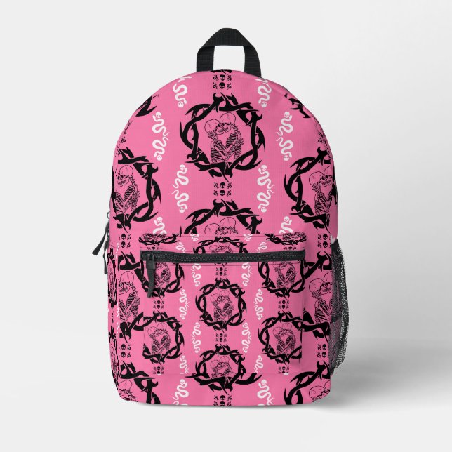 Goth Dark Pink Romantic Lovers Gift Printed Backpack (Front)