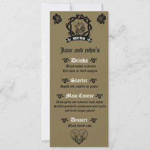Goth Dark Romance Wedding Menu Invitation
