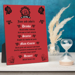 Goth Dark Romance Wedding Menu Plaque