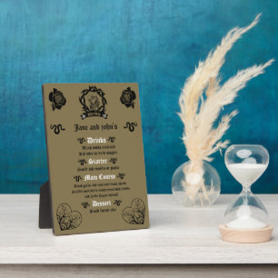 Goth Dark Romance Wedding Menu Plaque