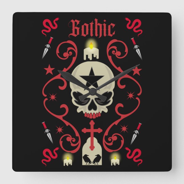 Goth Day Gothic Art  Square Wall Clock (Front)