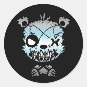 Goth Demiboy Pride Flag Coloured Bear Classic Round Sticker