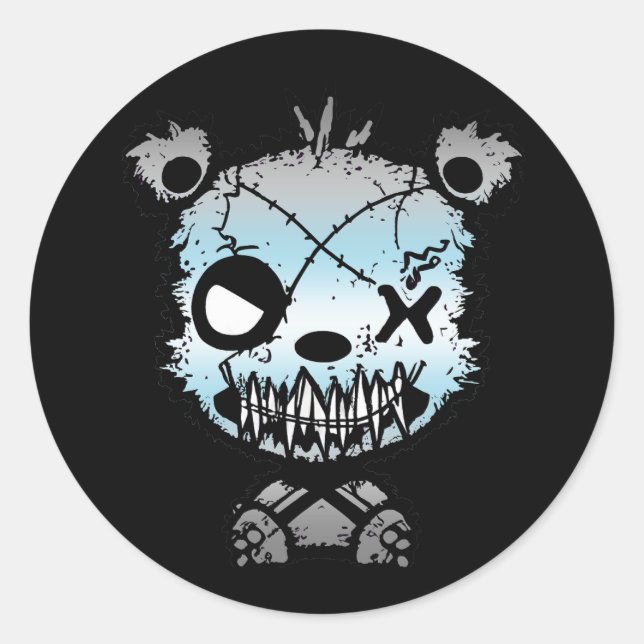 Goth Demiboy Pride Flag Coloured Bear Classic Round Sticker (Front)