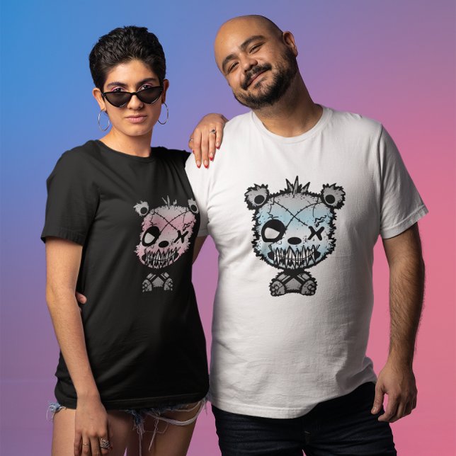 Goth Demiboy Pride Flag Coloured Bear T-Shirt (Creator Uploaded)