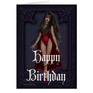 Goth Devil Woman 2 Happy Birthday Card