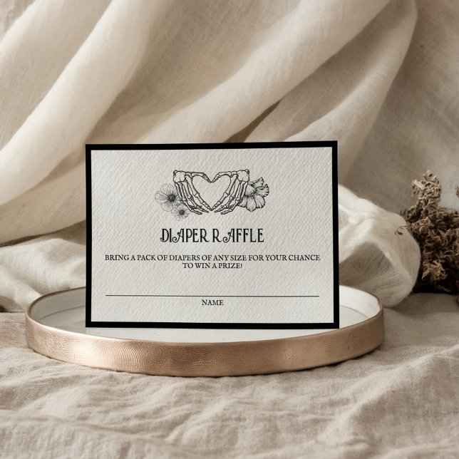 Goth Diaper Raffle Baby Shower Skull & Flowers Enclosure Card (Creator Uploaded)
