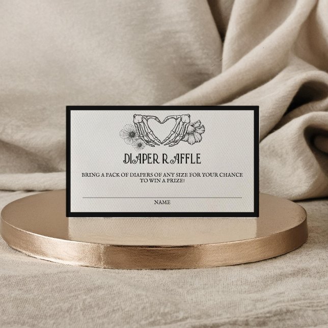 Goth Diaper Raffle Baby Shower Skull & Flowers Enclosure Card (Creator Uploaded)