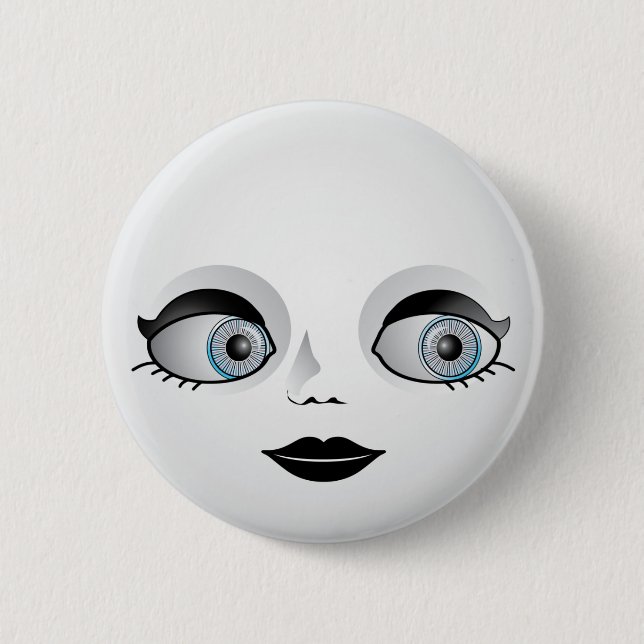 Goth Doll Face 6 Cm Round Badge (Front)
