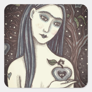 GOTH EVE, DARK GARDEN OF EDEN, WOMAN, SERPENT SQUARE STICKER